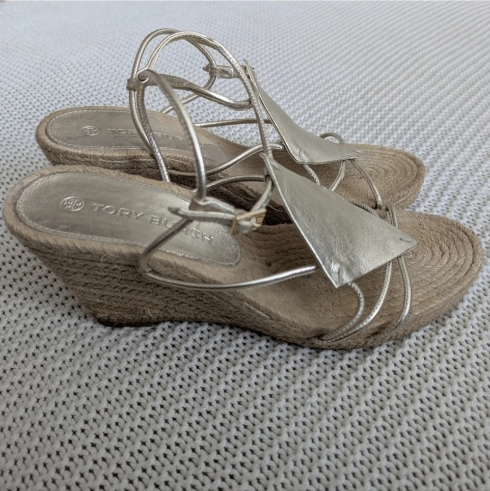 Tory Burch Diamond Patch Espadrilles, Gold Spark, US Size 11
